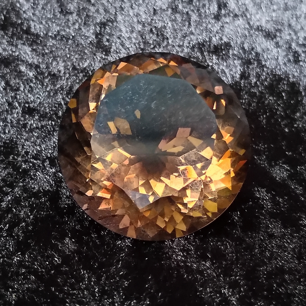 Multi Faceted Smoked Citrine Topaz 30 mm Diameter 94 Carats Jeweler's Cut